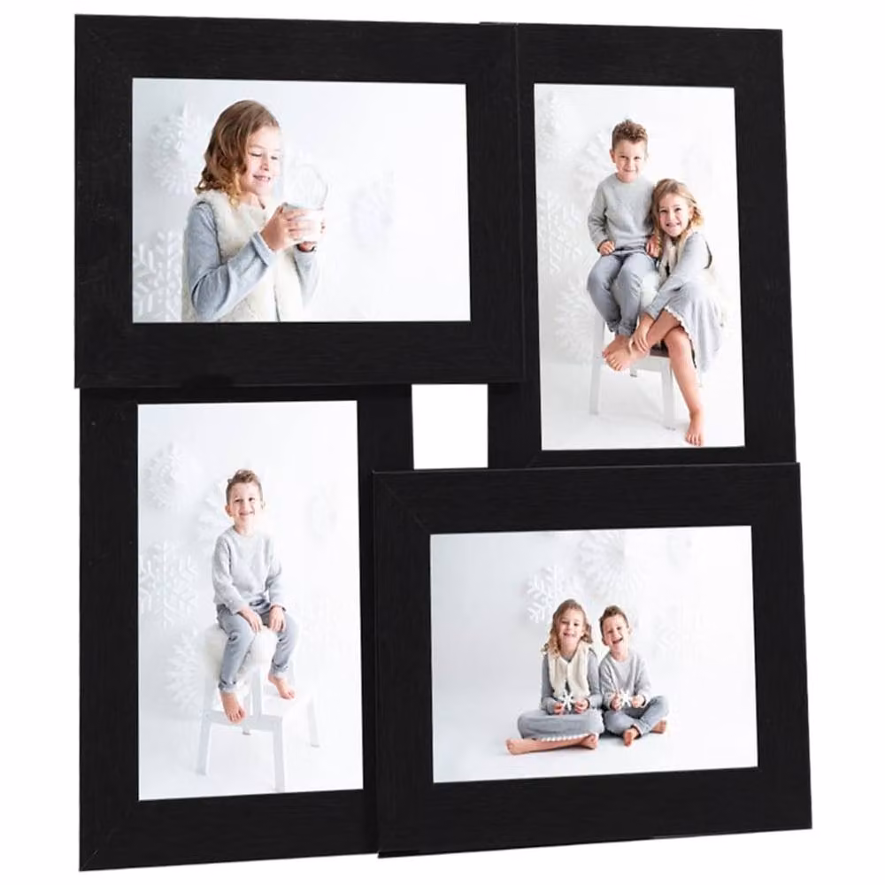Berkfield Home Modern Black Collage Photo Frame for 4 Pictures, W/D/H: 15 x 10 x 1.5 cm – 2