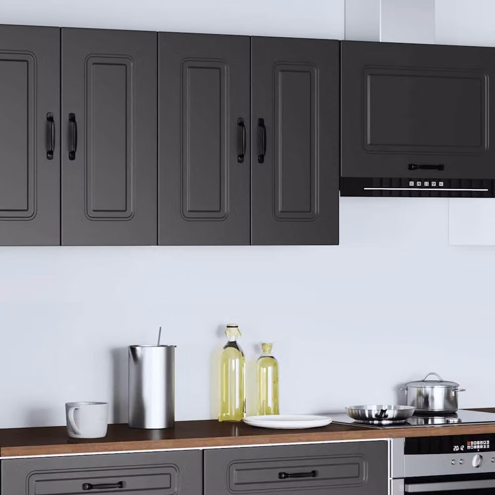 Berkfield Home Kalmar Wall Mounted Kitchen Cabinet in Black Matt MDF – 2