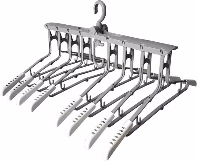 NESTLUNE Non-Slip Folding Magic Clothes Hangers, 8 Piece Set in Grey, W: 100 cm, H: 60 cm