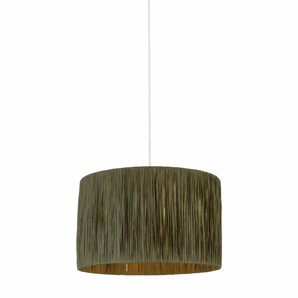 Lighting Collection Raffia Easy Fit Cylinder Lampshade in Sage Green, Diameter: 35 cm – 2