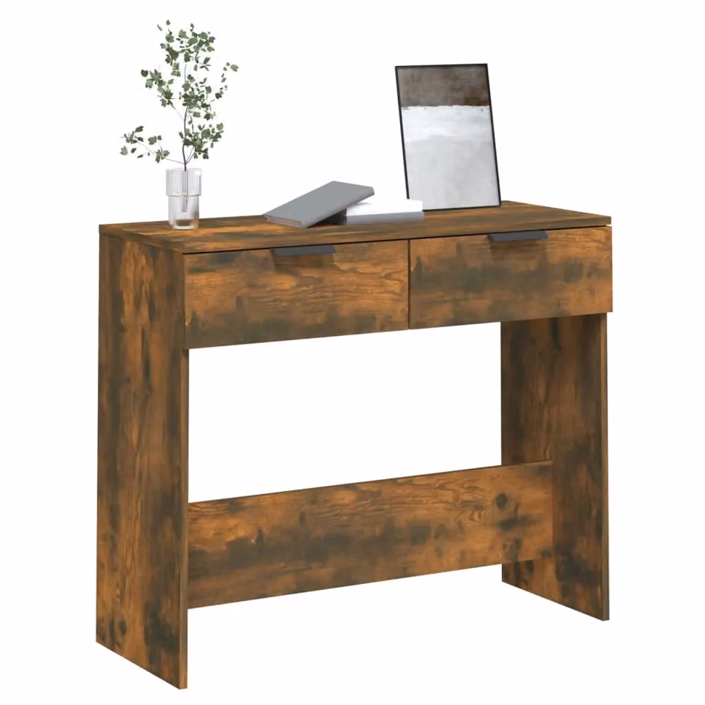 Berkfield Home Smoked Oak Console Table in Brown, W/D/H: 90 x 36 x 75 cm – 3