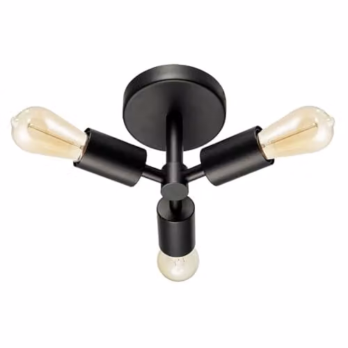 Happy Homewares Industrial Matte Black Metal Ceiling Light Fitting, W/D/H: 22 x 14 x 22 cm – 1