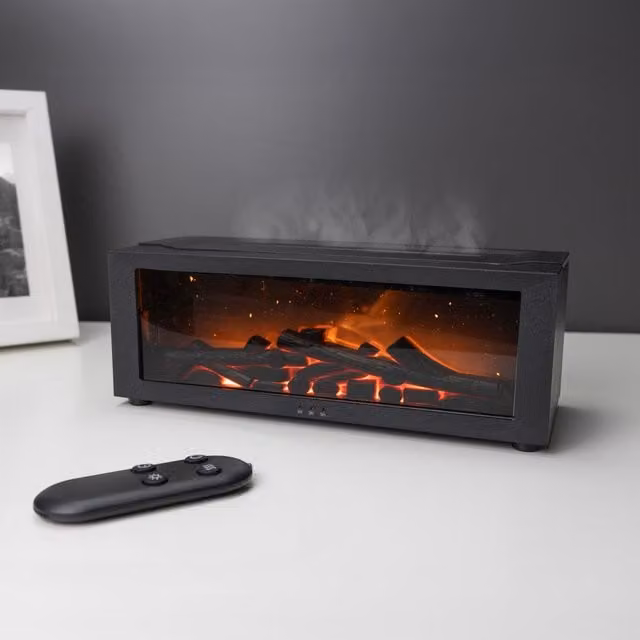 Menkind Well Being Flame Aroma Diffuser with LED Effects in Black