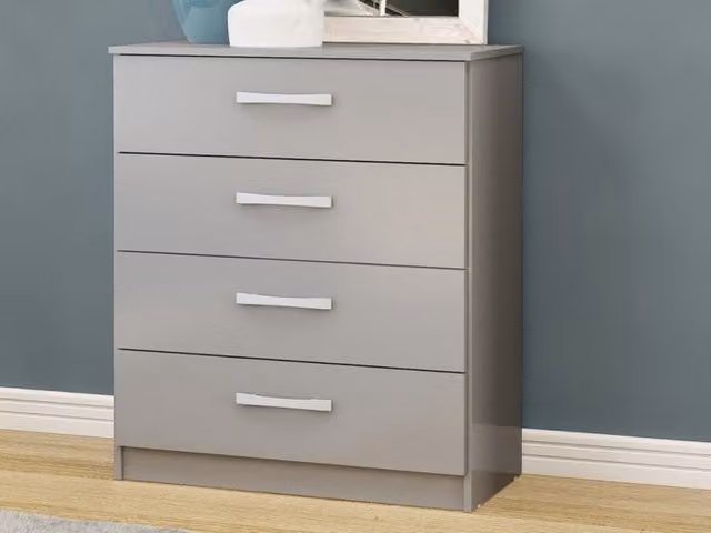 Birlea Lynx Grey High Gloss 4 Drawer Chest of Drawers – 3