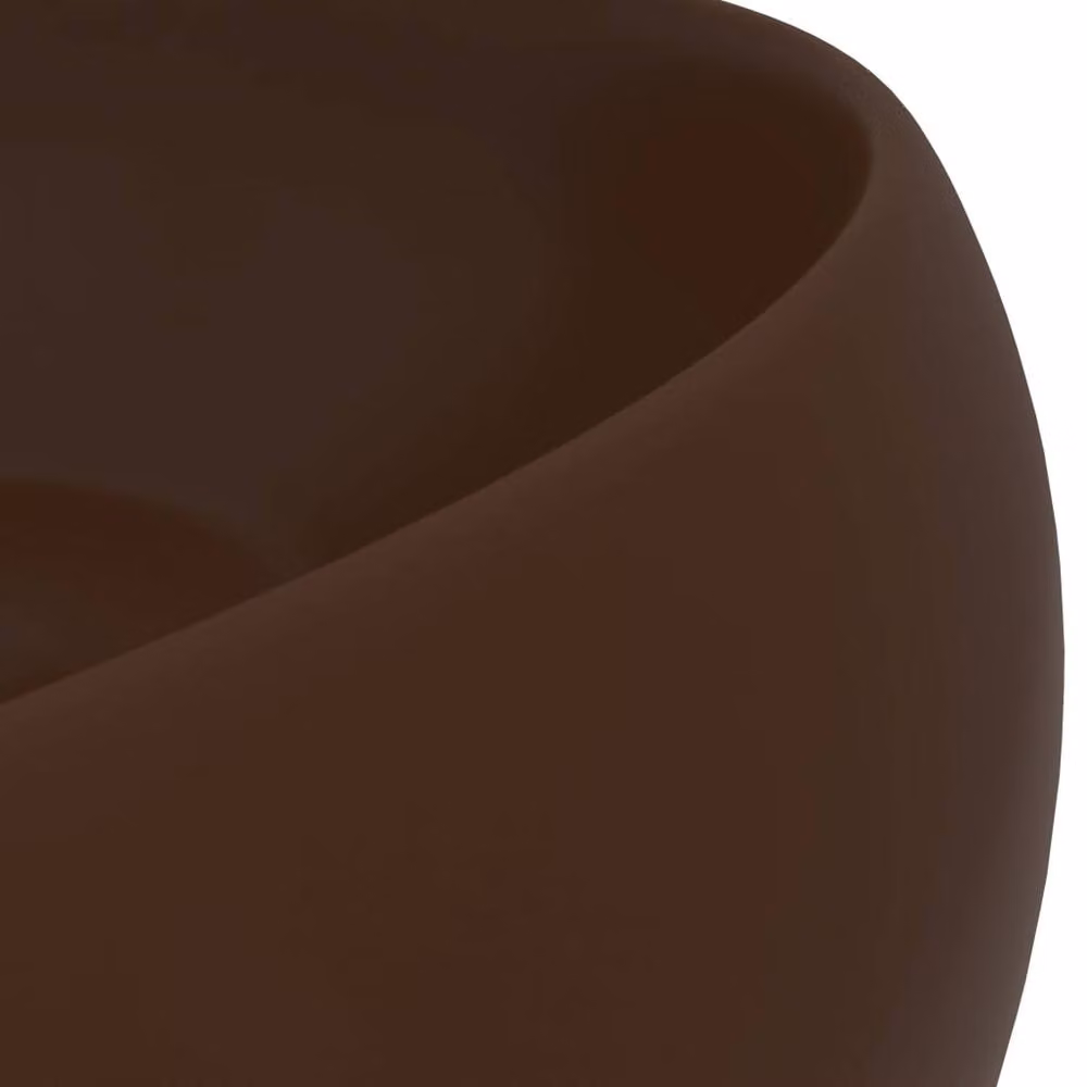Berkfield Home Luxury Round Ceramic Wash Basin in Matt Dark Brown, W: 40 cm, D: 15 cm, H: 15 cm – 4