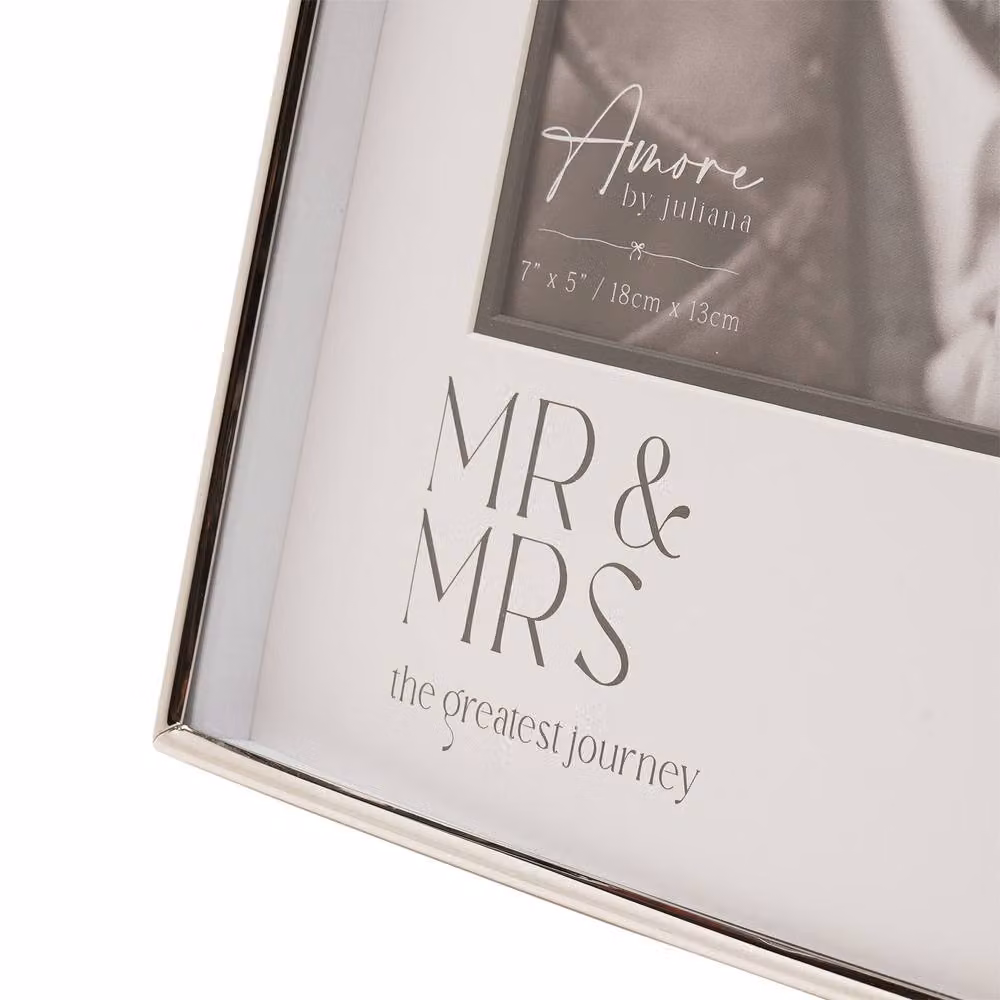 Juliana Amore Mr & Mrs Silver and Black Metal Photo Frame for Wedding or Anniversary Gifts, W/H: 17.78 x 17.78 cm – 2