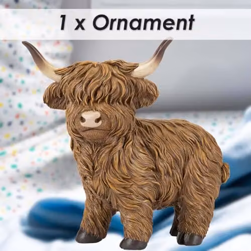VFM e-Store Highland Cow Soft Toy Ornament, Brown, W: 15 cm, H: 19 cm – 3