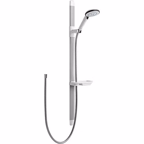 Mira Advance Flex Fittings Shower Kit with 3 Spray Head, Corner or Wall Mount, Silver and White, 1.1785.625