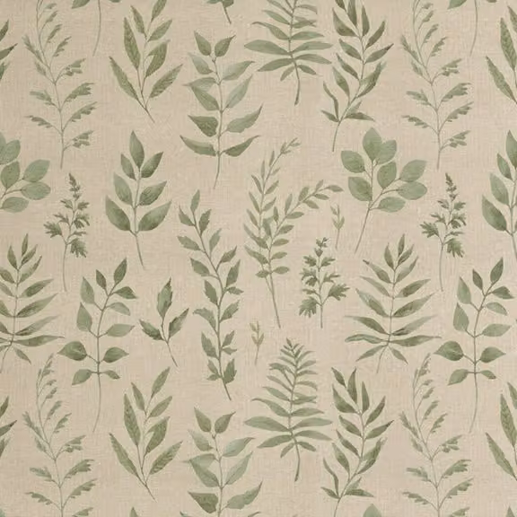 ANTE DECOR Willow Printed Green Cotton Fabric