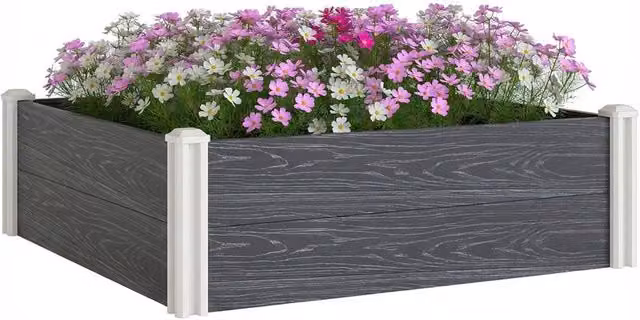 Kelvenix Vinyl Raised Garden Bed Kit in Dark Grey