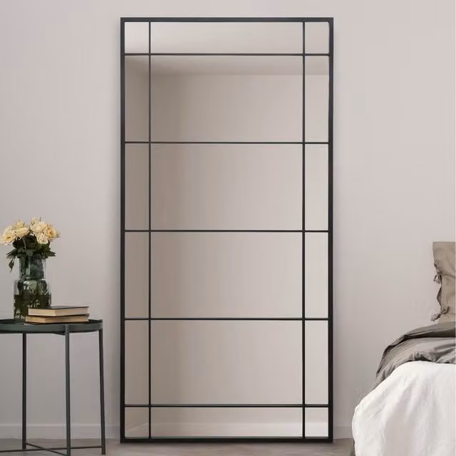 MirrorOutlet Tabula Black Modern Rectangular Wall Mirror, Black, Width: 180 cm