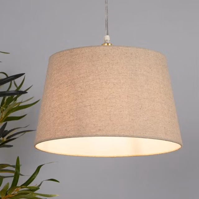 Lighting Collection Linen Tapered Cone Lamp Shade in Beige, Diameter: 30 cm