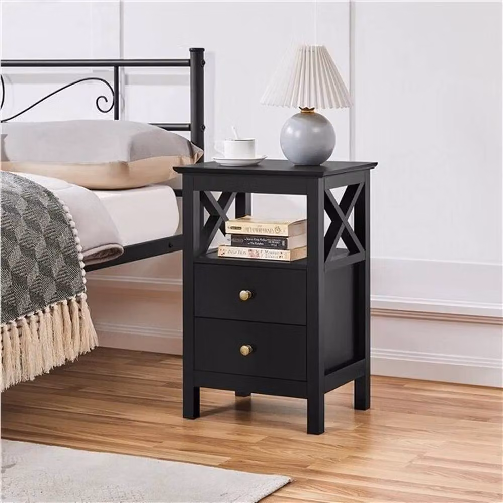 KORVIXA X-shaped Bedside Table in Black – 4