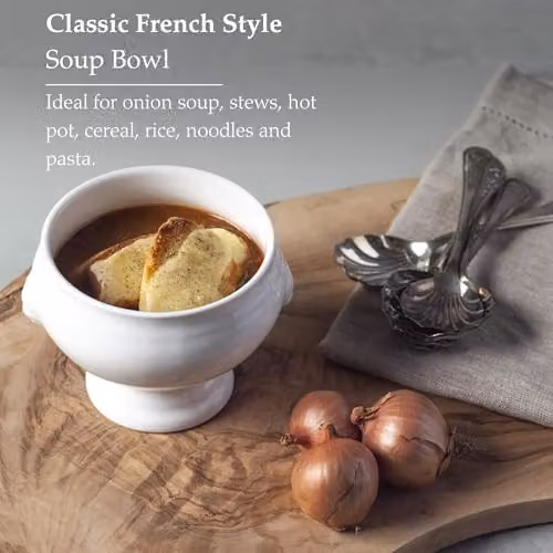 WM Bartleet & Sons 1750 Traditional Porcelain Lions Head Design French Onion Soup and Stew Bowl, 350ml, White – 4