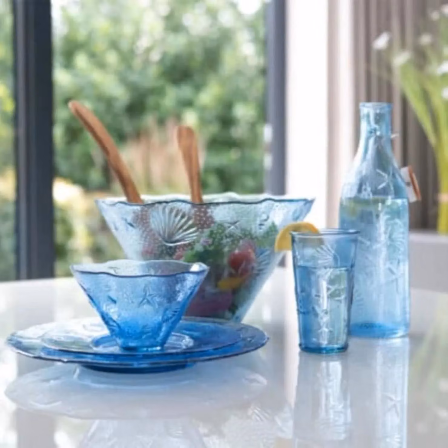 Verano Spanish Ceramics Beyond The Sea Blue and Transparent Glass Decanter with Lid, 1 l, H: 26.5 cm – 3