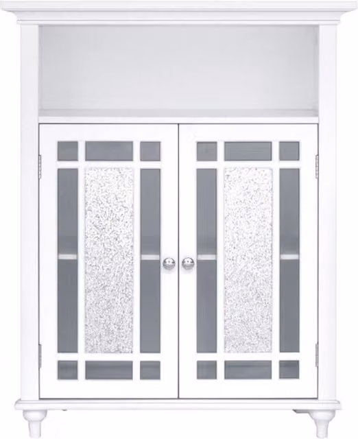 Teamson Home White Freestanding Bathroom and Living Room Cabinet with Glass Doors and Internal Shelves W/D/H: 67.3 x 30.5 x 86.4 cm