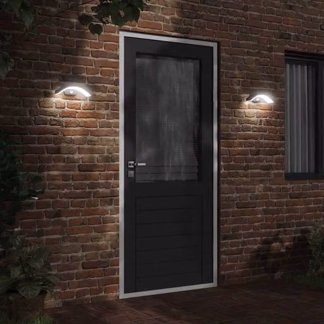 Berkfield Home Set of 2 Black Outdoor LED Wall Lights with Motion Sensor and Timer, Die-cast Aluminium
