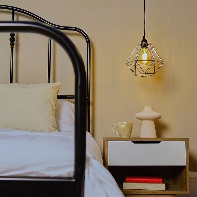 ValueLights Industrial Cube Metal Pendant Light Shade in Silver and Chrome