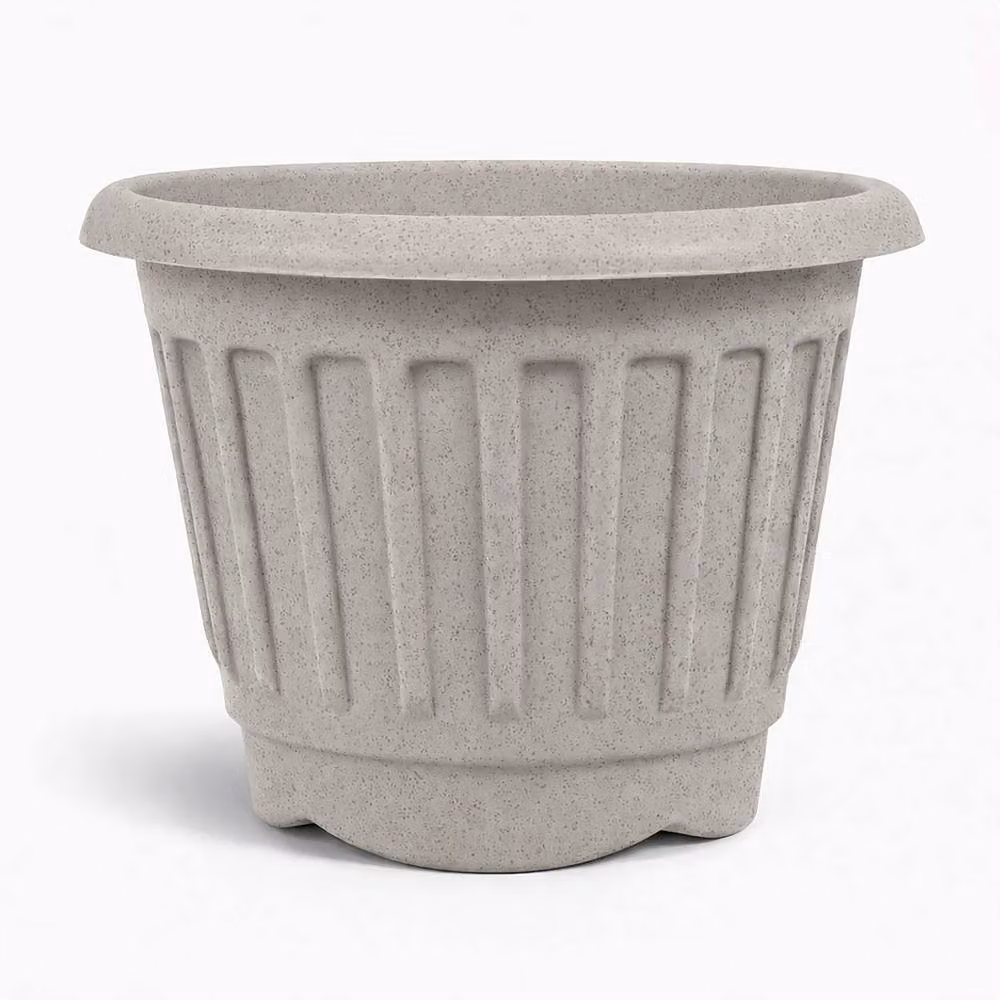 Simpa Set of 2 Round Chunky Plastic Planter Tubs in Grey, XL – 4
