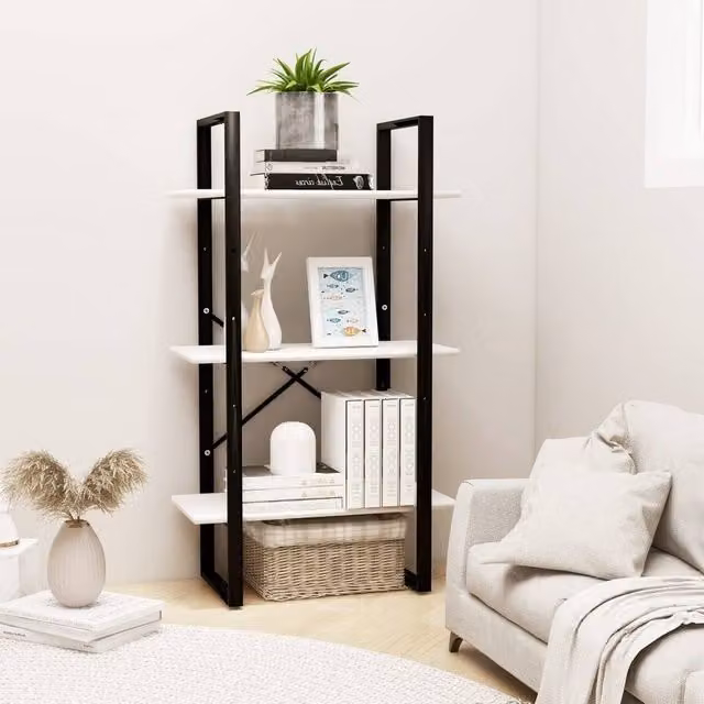 Berkfield Home Industrial Storage Shelf in White and Black Solid Pine Wood, W/D/H: 60 x 30 x 105 cm – 1