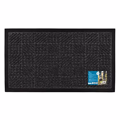 JVL Firth Tile Rubber Backed Doormat, Anthracite Grey, W: 40 cm, D: 70 cm – 5