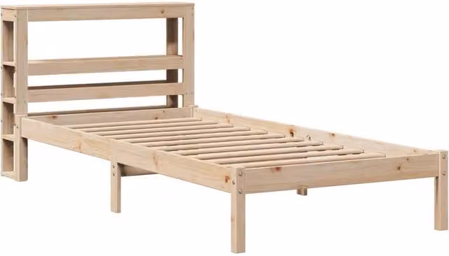 Berkfield Home Beautiful Solid Pine Small Single Bed Frame in Brown, W/D/H: 75 x 190 x 81 cm
