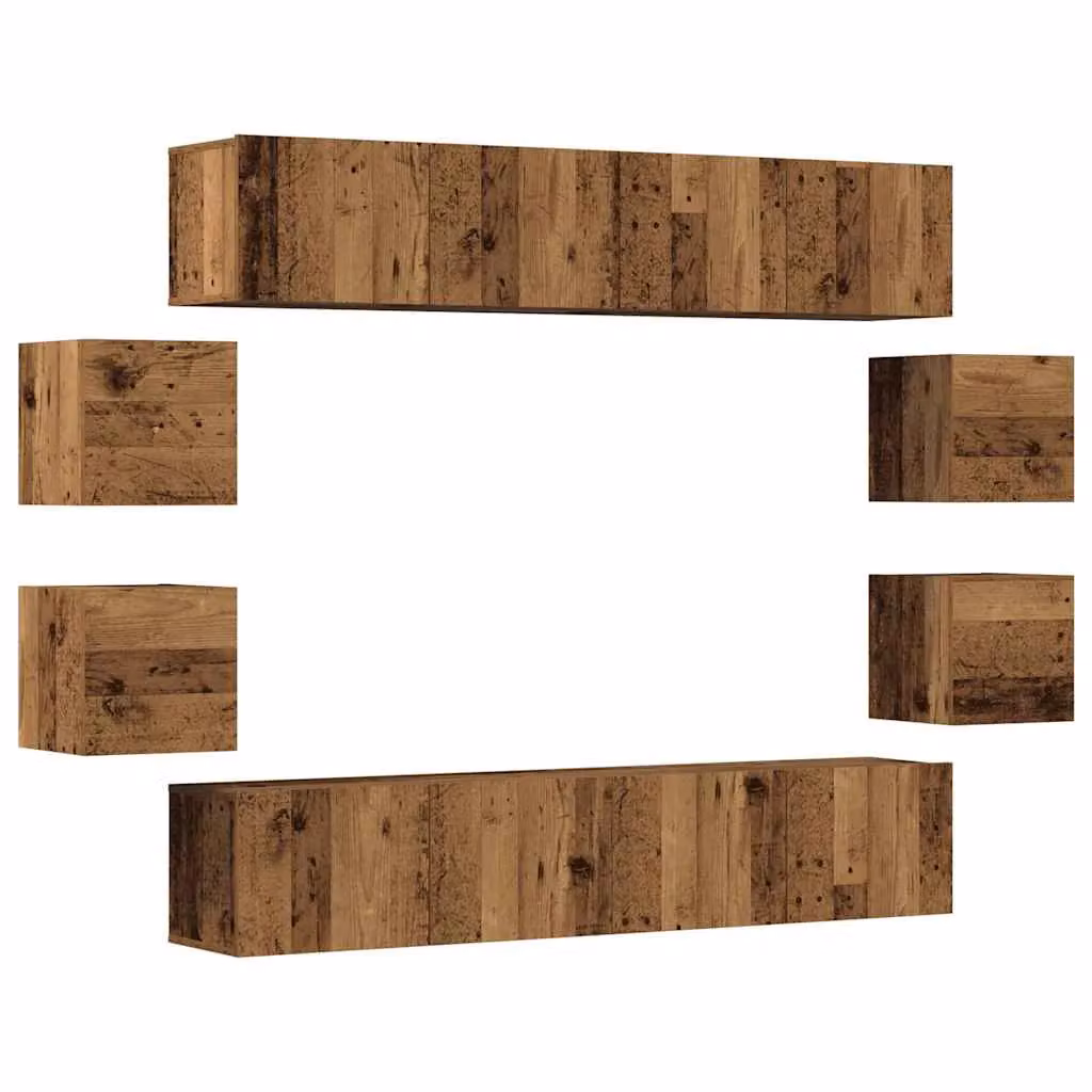 Berkfield Home Modern Wall Mounted TV Cabinet Set of 8 in Brown Old Wood Engineered Wood – 2