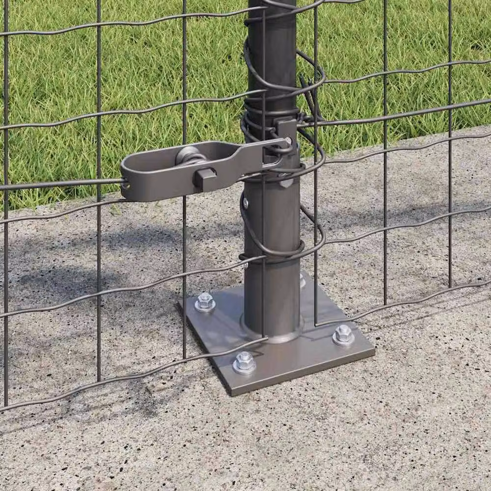 Berkfield Home Euro Fence with 7 Flanged Posts, Galvanised Steel, Silver, W: 10 m, H: 1 m – 3