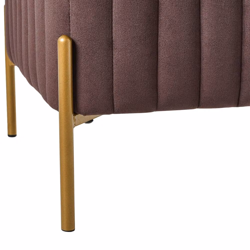 Wyld and Coco Glamour Velvet Footstool in Dark Brown with Gold Legs, W/D/H: 47 x 47 x 47 cm – 6