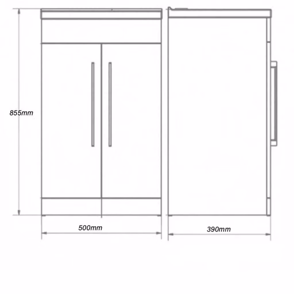 Clifton Silver Oak 2 Door Freestanding Bathroom Unit with Ceramic Basin, Light Grey, W: 500 mm, D: 39 cm, H: 85.5 cm – 2