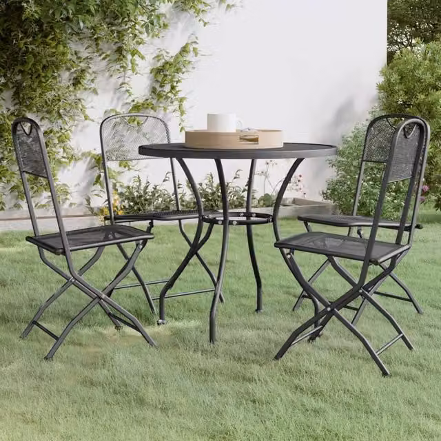 Berkfield Home 5 Piece Garden Dining Set in Anthracite Black Expanded Metal Mesh