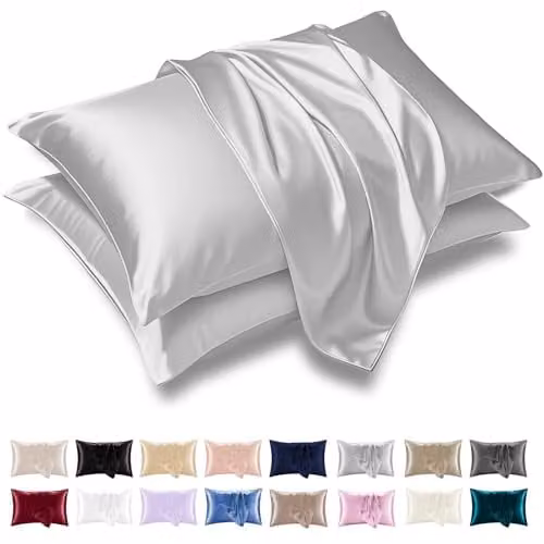Grace Grey Satin Silk Pillowcases, 4 Pack, Hypoallergenic with Envelope Closure – 1