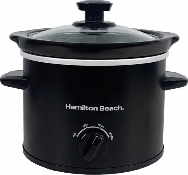 Hamilton Beach 1.8L Black Slow Cooker with Keep Warm Function and Dishwasher Safe Parts