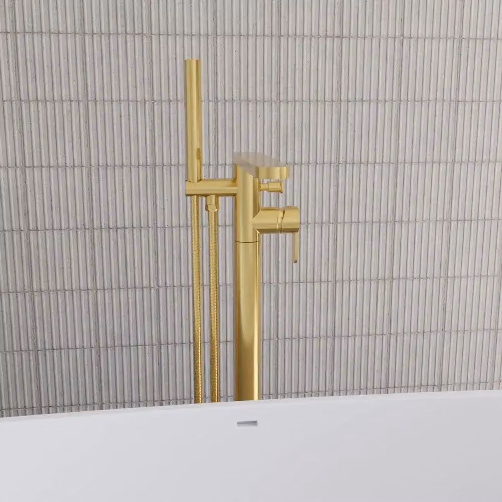 Balterley Freestanding Round Bath Shower Mixer Tap Set in Brushed Brass – 2