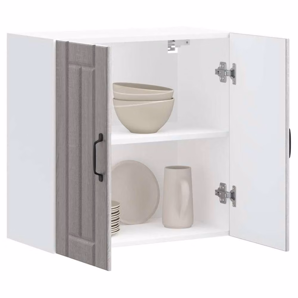 Berkfield Home Lucca Grey Sonoma Kitchen Wall Cabinet with Hinged Doors and Internal Shelves, W: 60 cm, H: 60 cm, D: 31 cm