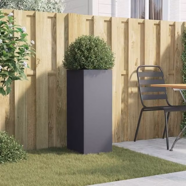 Berkfield Home Anthracite Steel Column Planter, W/D/H: 32 x 29 x 75 cm