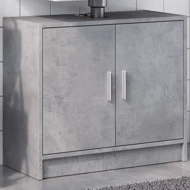 Berkfield Home Wall Mounted Bathroom Sink Cabinet in Concrete Grey, W/D/H: 63 x 29 x 55 cm – 1