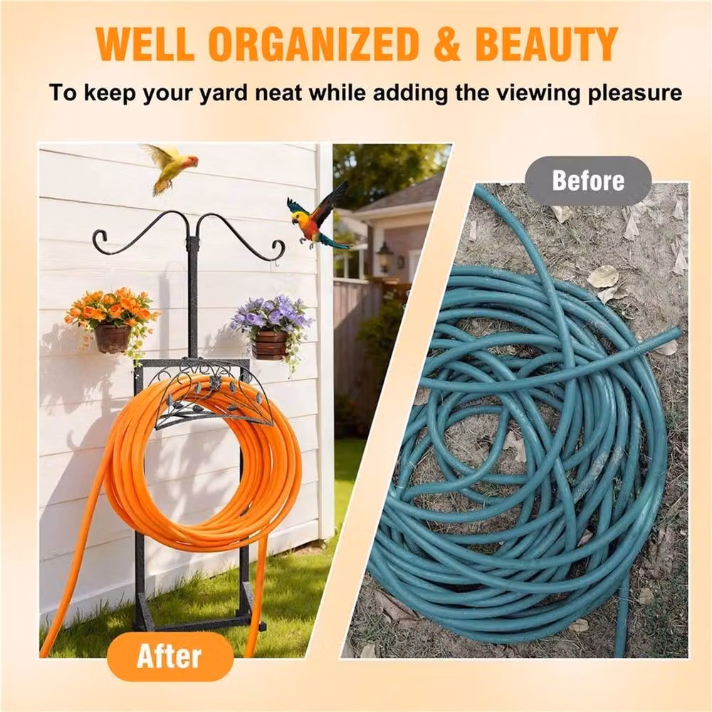 Kelvenix Rustproof Freestanding Garden Water Hose Holder Stand, Black – 3