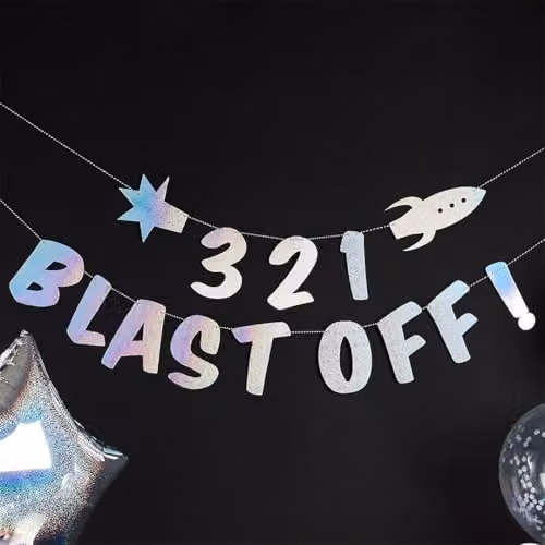 Club Green 321 Blast Off Space Party Bunting Banner, Multicolour, Length: 2 m – 2