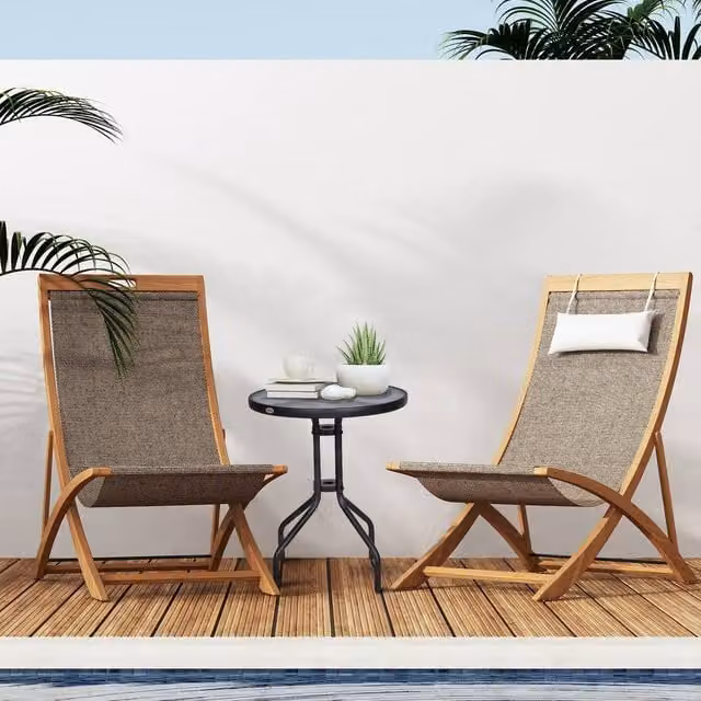 OUTSUNNY Round Glass Top Garden Side Table, Black, Diameter: 60 cm, H: 70 cm