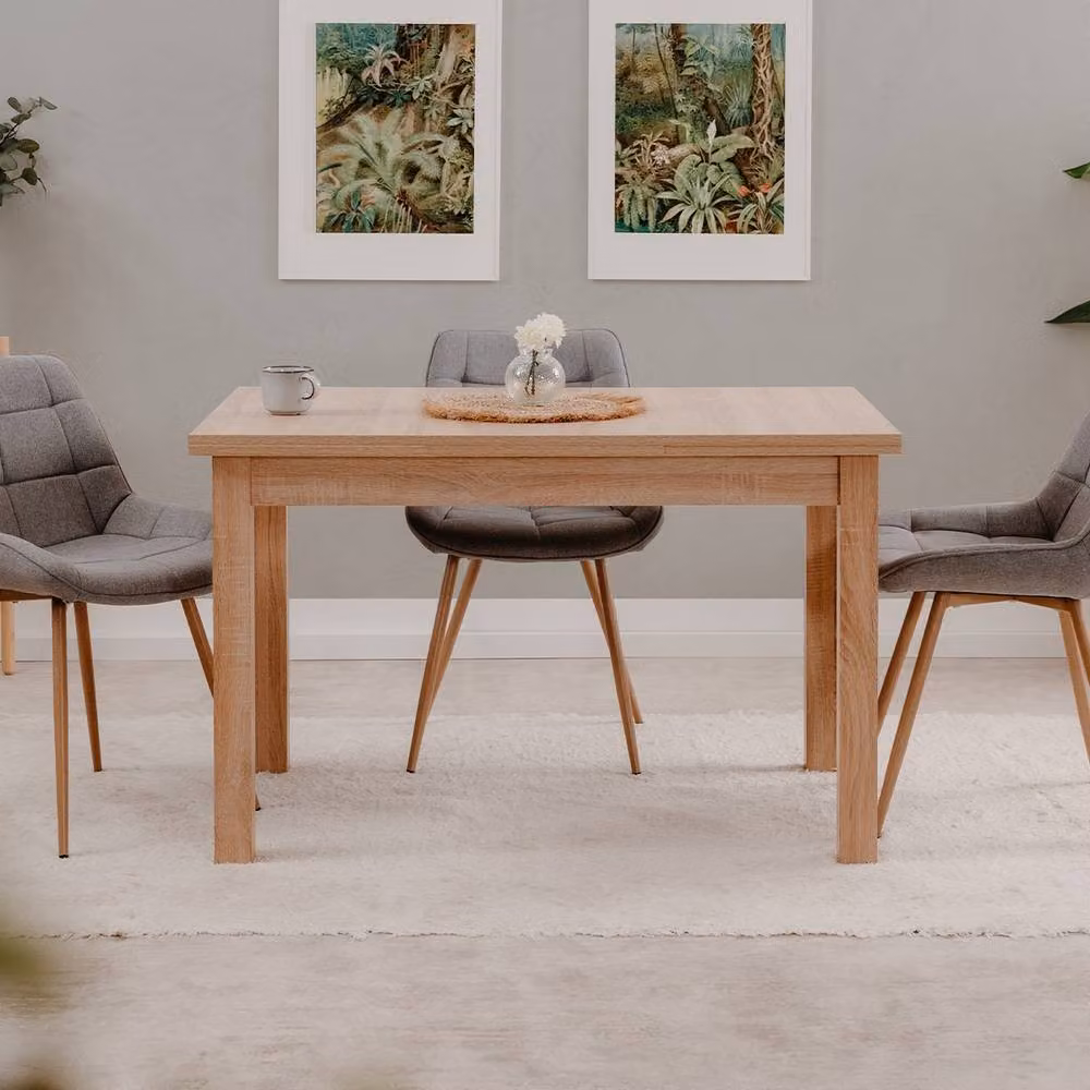 CALICOSY Longford Extendable Dining Table in Sonoma Oak Finish, Light Brown – 2