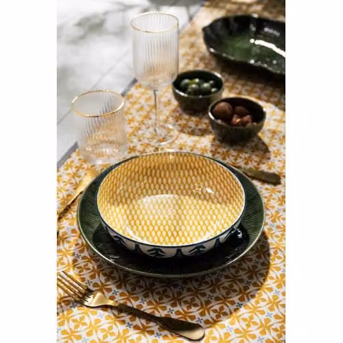Mikasa Green Leaf Floral Stoneware Pasta Bowl, Multicolour, 21 cm – 3