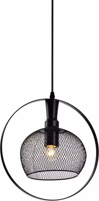 CGC Lighting Carmen Industrial Round Mesh Pendant Light in Black