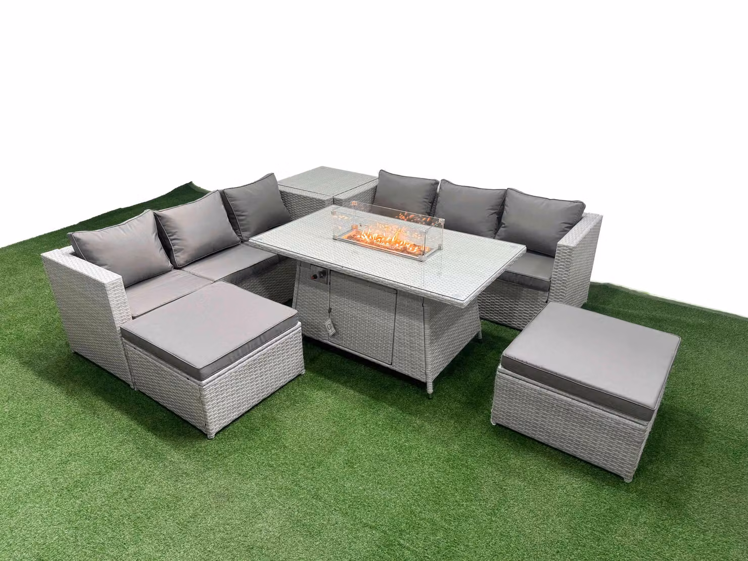 Fimous 8 Seat PE Rattan Lounge Sofa Set for Your Garden in Light Grey – 2