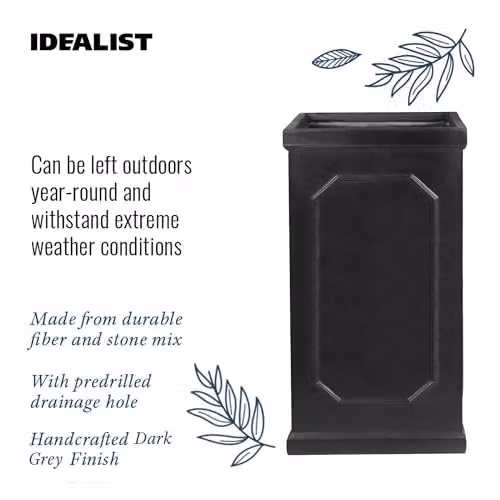 IDEALIST Small Grey Stone Planter, Height: 52 cm, 30L Capacity – 8