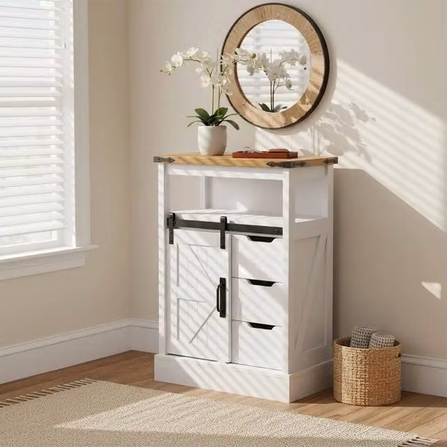 KORVIXA Modern White Sideboard Storage Cabinet, Width: 100 cm – 1