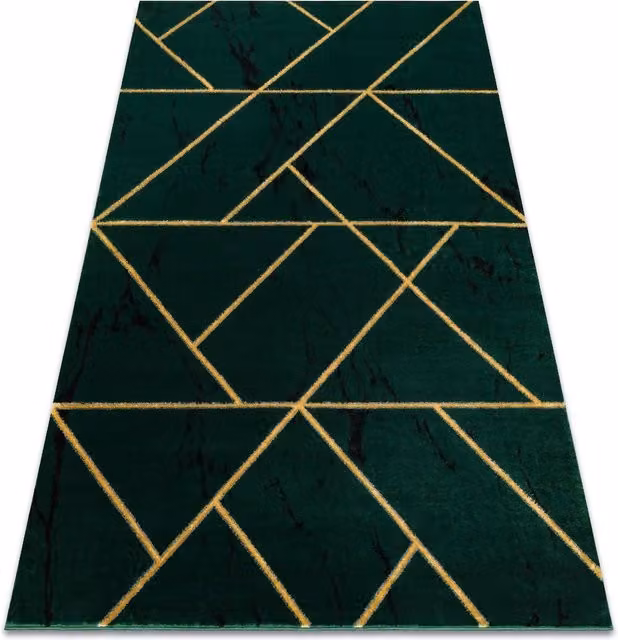 RugsX Emerald Green Geometric Rectangular Rug W: 80 cm, L: 150 cm – 1