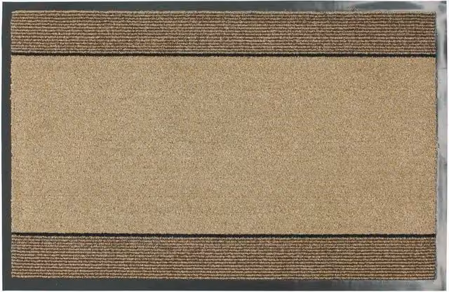JVL Miracle Striped Barrier Doormat, Beige, Anthracite and Brown, W: 60 cm, D: 90 cm – 1