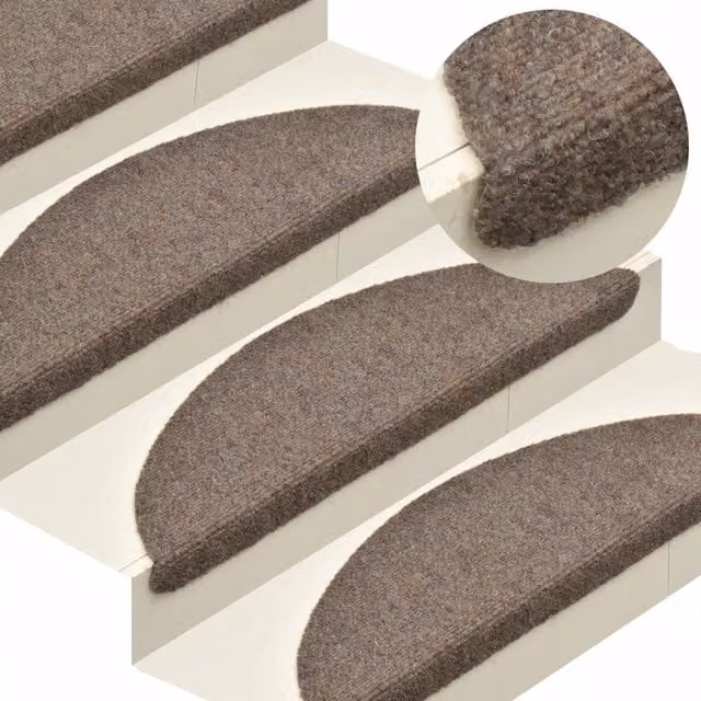 Berkfield Home Self-adhesive Needle Punch Stair Mats, 5 Pieces, Beige, W/D/H: 65 x 21 x 4 cm – 1