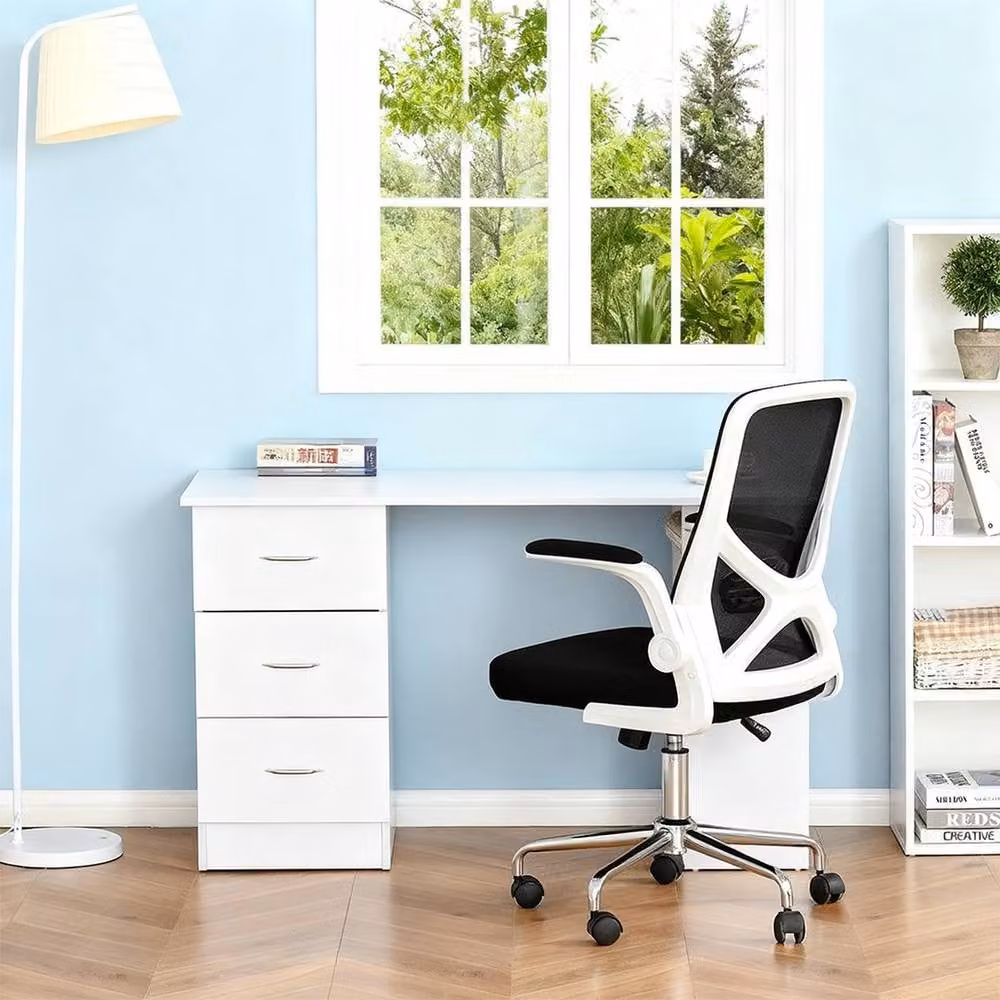 KORVIXA White Computer Desk with 3 Shelves and Drawers, W: 120 cm – 3